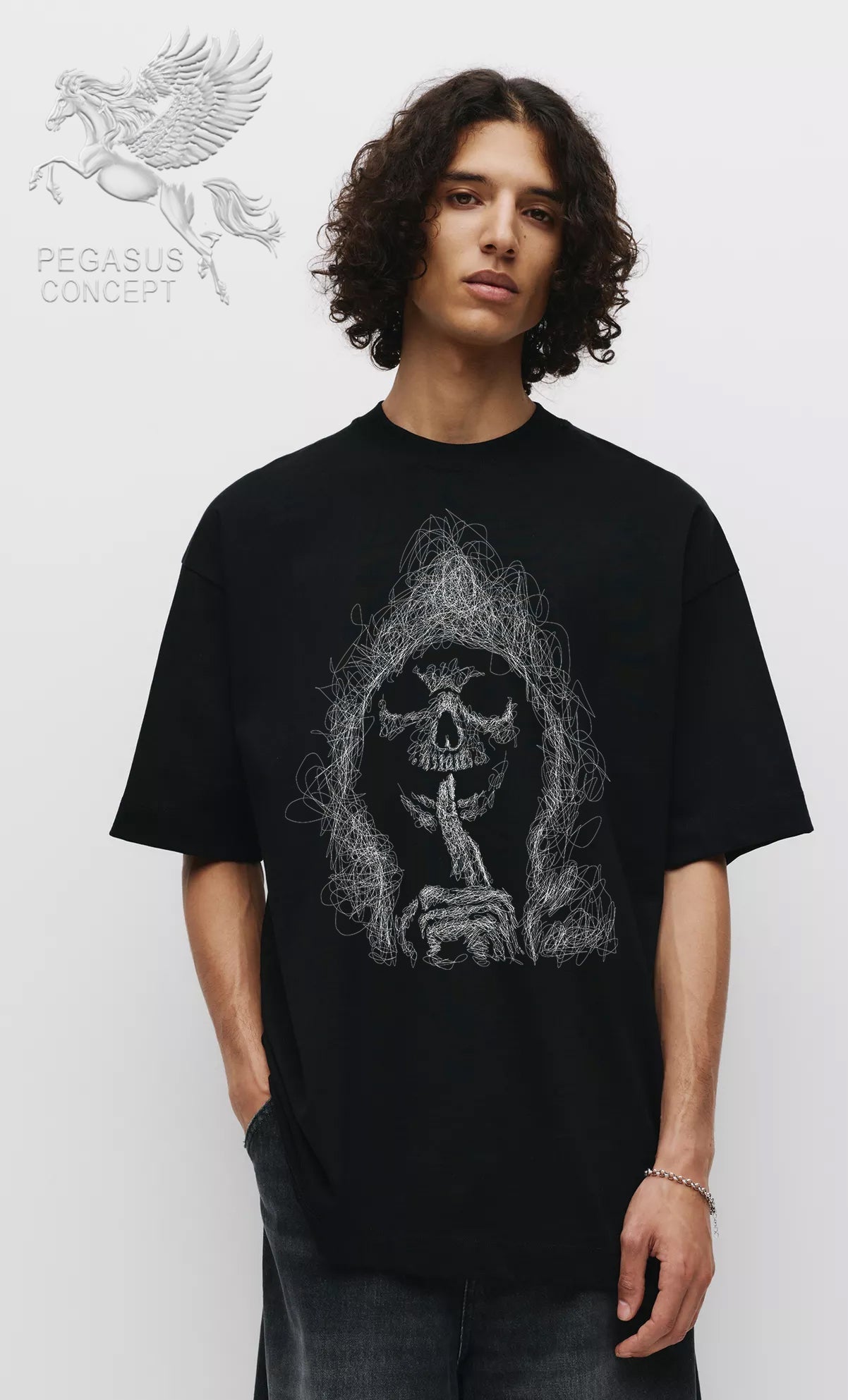 Μπλούζα μακό Premium ποιότητας σε χρώμα μαύρο με τύπωμα Skull