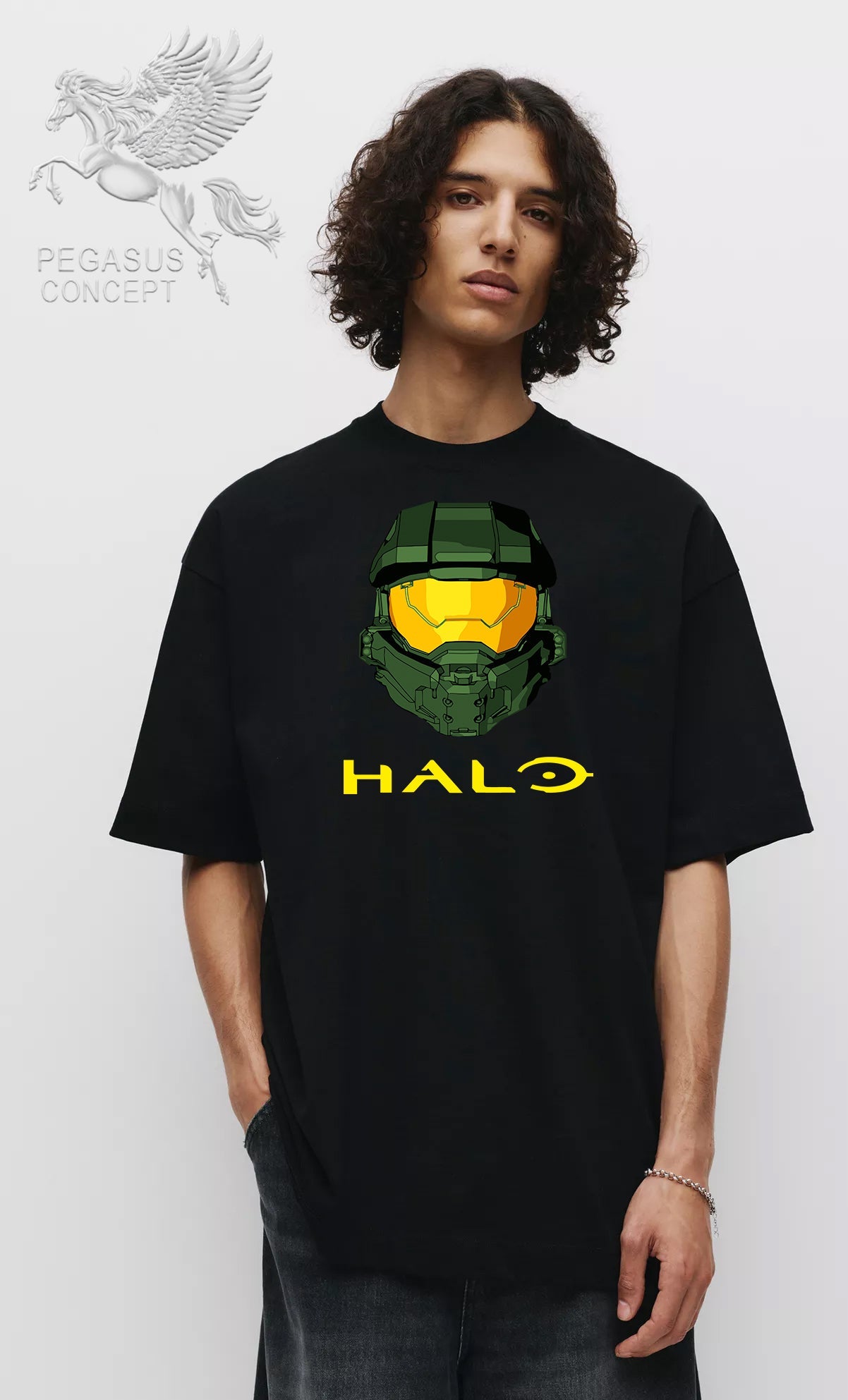 Μπλούζα μακό Premium ποιότητας σε χρώμα μαύρο με τύπωμα Halo