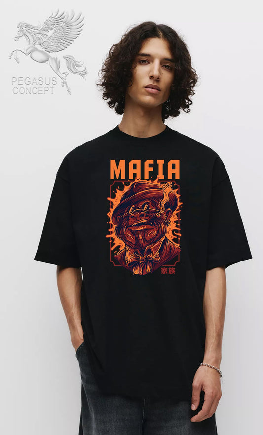 Μπλούζα μακό Premium ποιότητας σε χρώμα μαύρο με τύπωμα Urban Mafia
