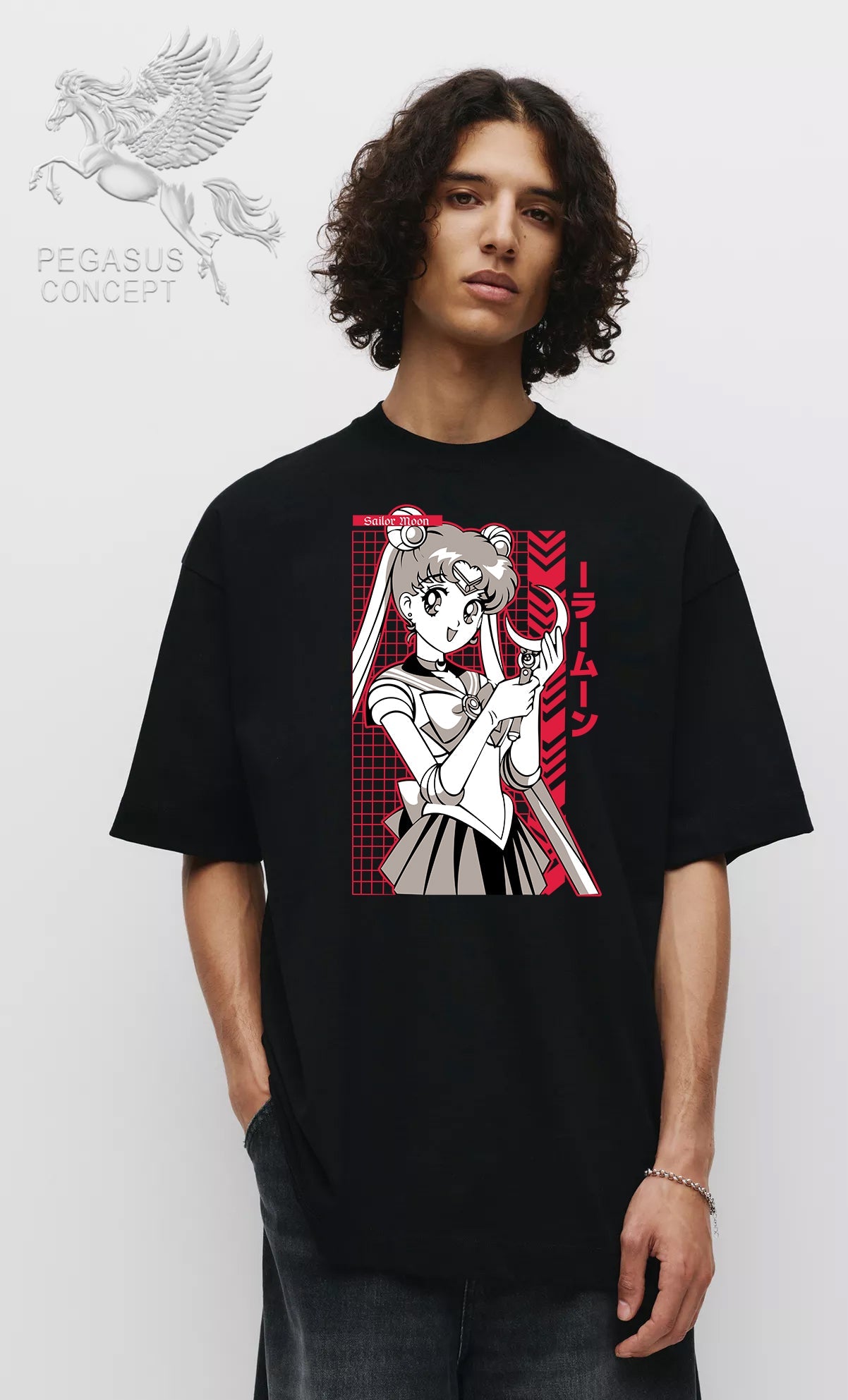 Μπλούζα μακό Premium ποιότητας σε χρώμα μαύρο με τύπωμα Sailor Moon