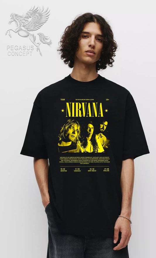 Μπλούζα μακό Premium ποιότητας σε χρώμα μαύρο με τύπωμα Nirvana