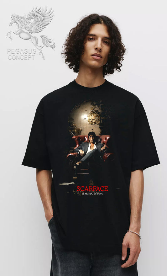 Μπλούζα μακό Premium ποιότητας σε χρώμα μαύρο με τύπωμα Scarface