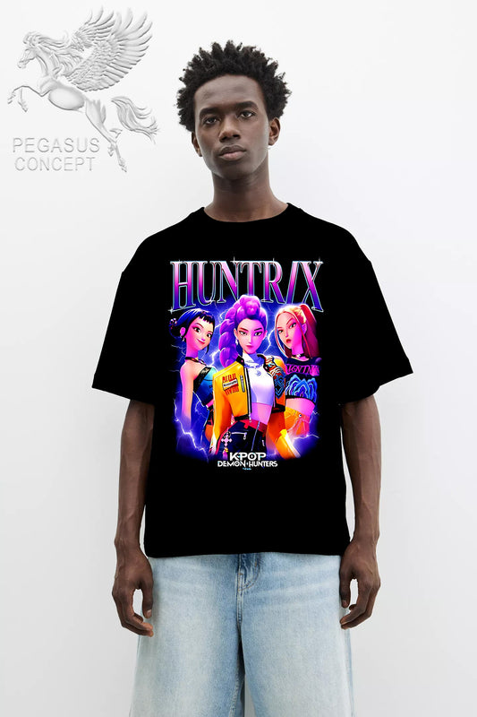 Μπλούζα μακό Premium ποιότητας σε χρώμα μαύρο με τύπωμα Huntrix