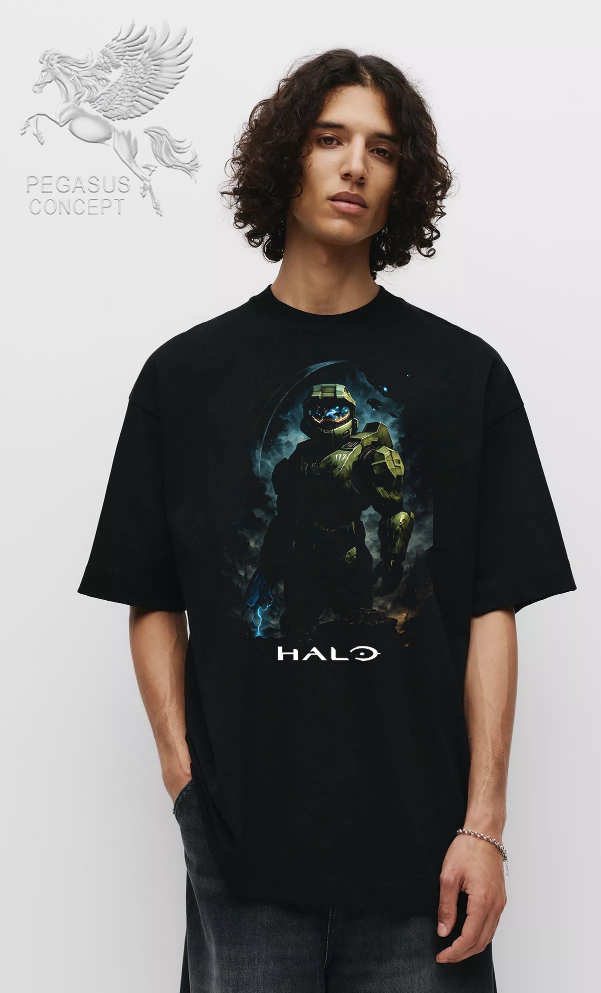 Μπλούζα μακό Premium ποιότητας σε χρώμα μαύρο με τύπωμα Halo