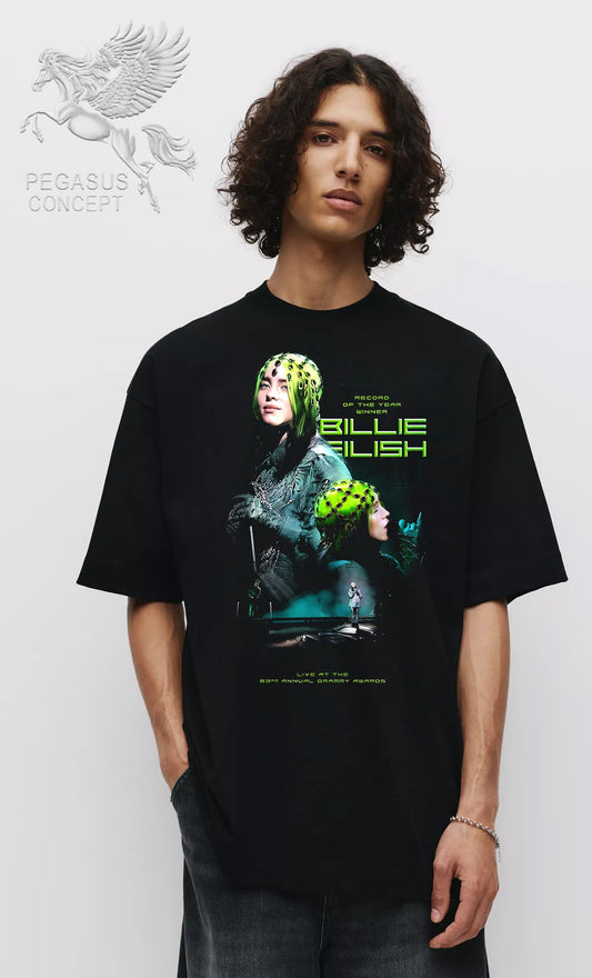 Μπλούζα μακό Premium ποιότητας σε χρώμα μαύρο με τύπωμα Billie Eilish