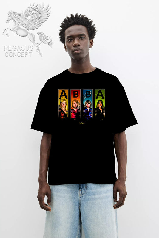 Μπλούζα μακό Premium ποιότητας σε χρώμα μαύρο με τύπωμα ABBA