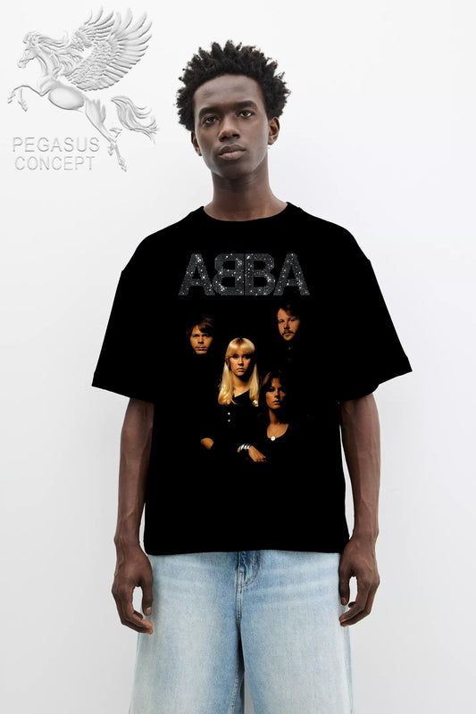 Μπλούζα μακό Premium ποιότητας σε χρώμα μαύρο με τύπωμα ABBA