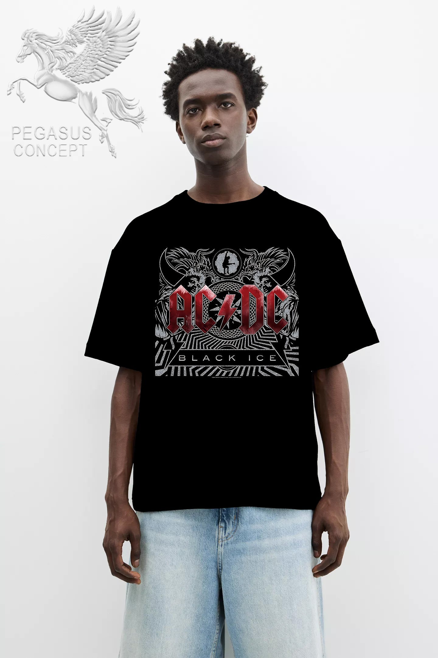 Μπλούζα μακό Premium ποιότητας σε χρώμα μαύρο με τύπωμα AC/DC