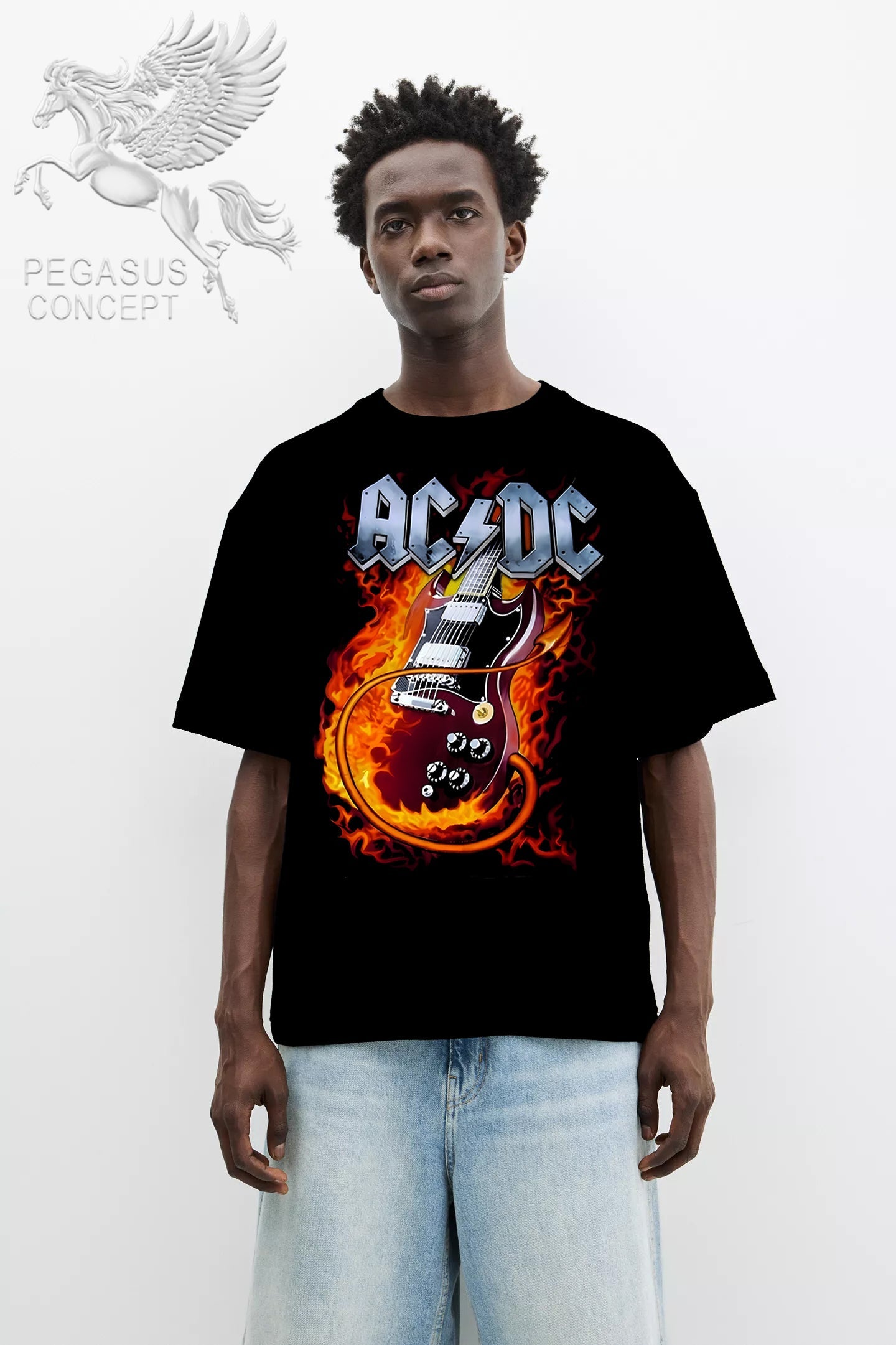 Μπλούζα μακό Premium ποιότητας σε χρώμα μαύρο με τύπωμα AC/DC