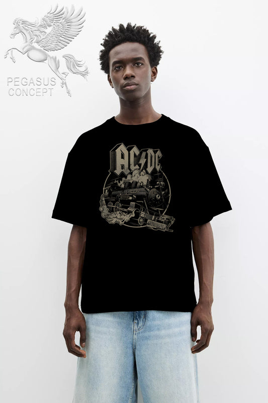 Μπλούζα μακό Premium ποιότητας σε χρώμα μαύρο με τύπωμα AC/DC