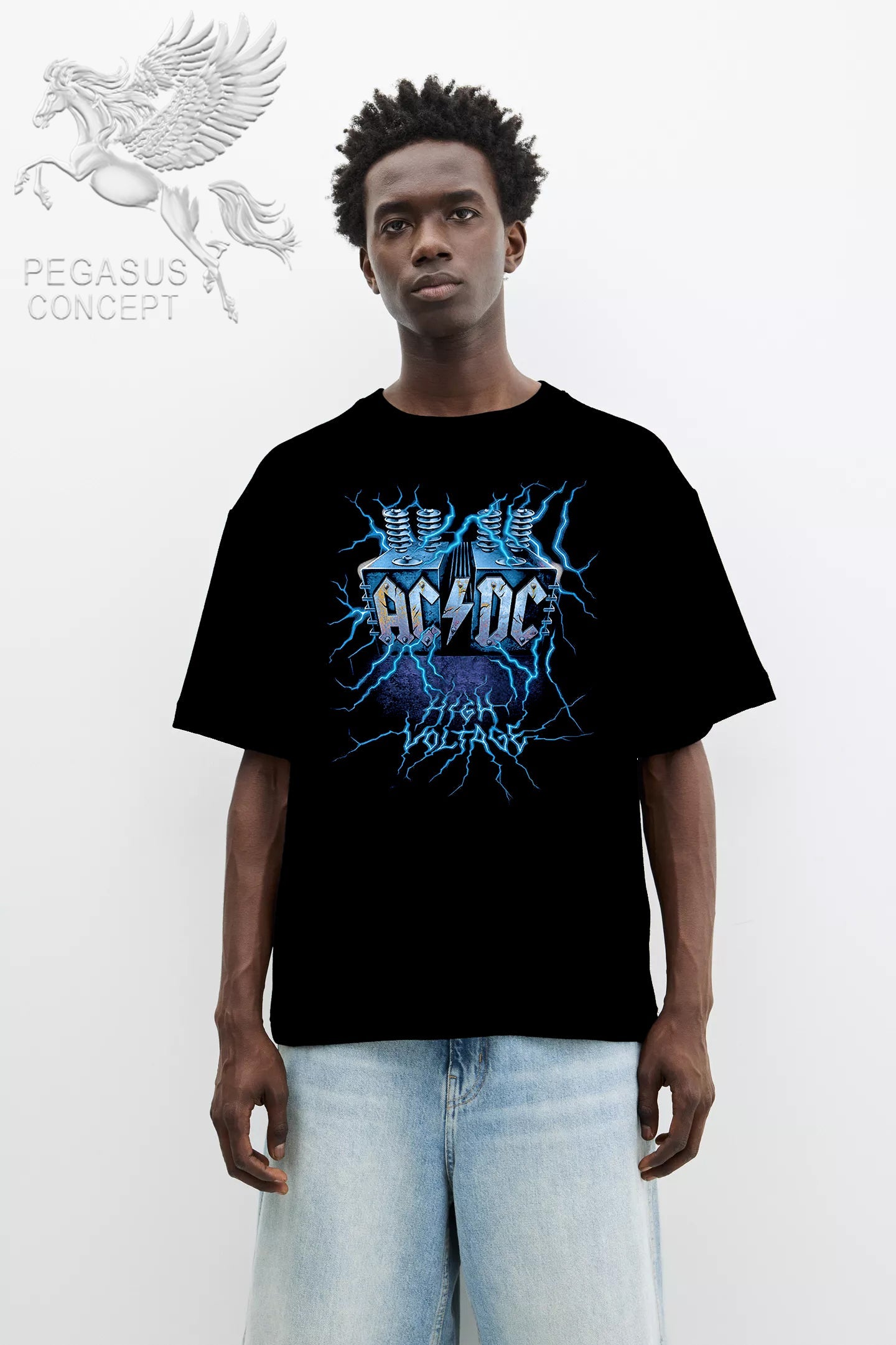 Μπλούζα μακό Premium ποιότητας σε χρώμα μαύρο με τύπωμα AC/DC