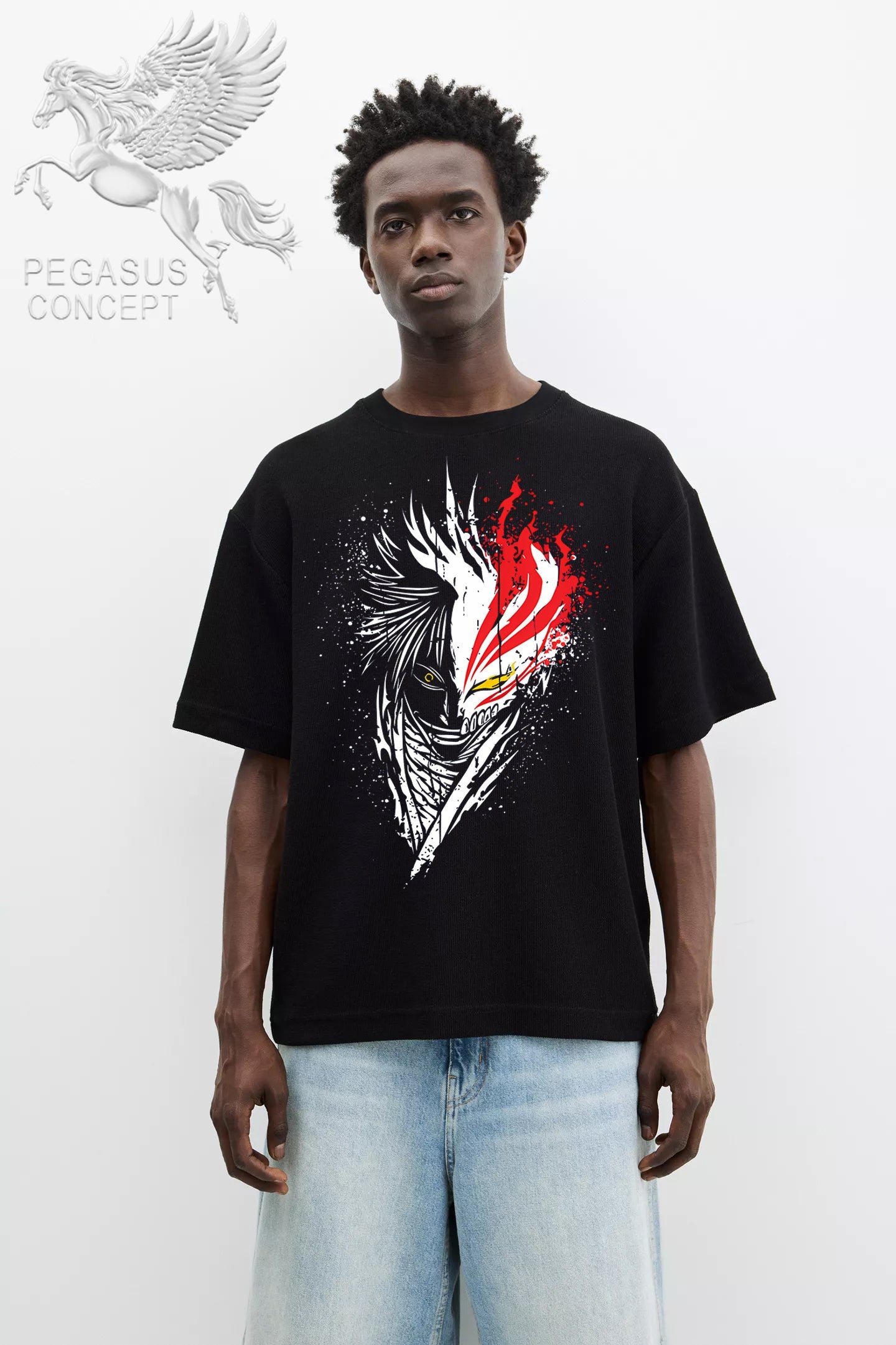 Μπλούζα μακό Premium ποιότητας σε χρώμα μαύρο με τύπωμα Bleach