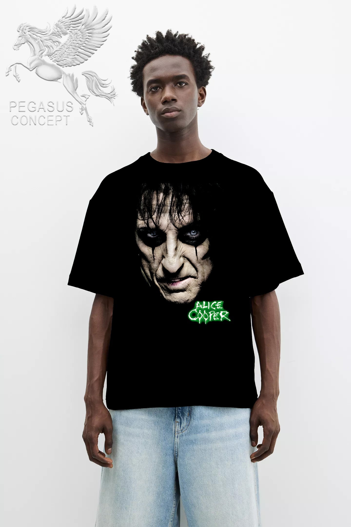 Μπλούζα μακό Premium ποιότητας σε χρώμα μαύρο με τύπωμα Alice Cooper