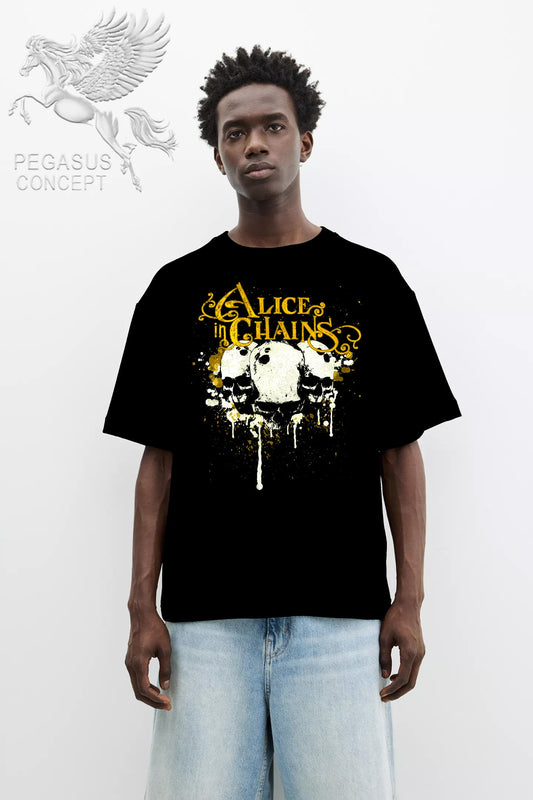 Μπλούζα μακό Premium ποιότητας σε χρώμα μαύρο με τύπωμα Alice in Chains