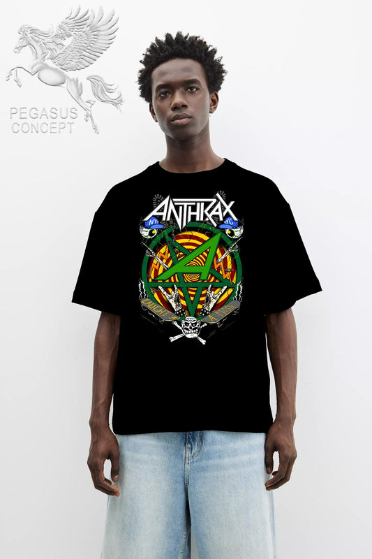 Μπλούζα μακό Premium ποιότητας σε χρώμα μαύρο με τύπωμα Anthrax