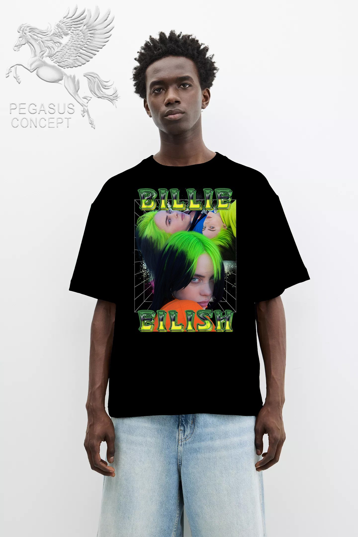 Μπλούζα μακό Premium ποιότητας σε χρώμα μαύρο με τύπωμα Billie Eilish