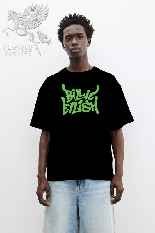 Μπλούζα μακό Premium ποιότητας σε χρώμα μαύρο με τύπωμα Billie Eilish