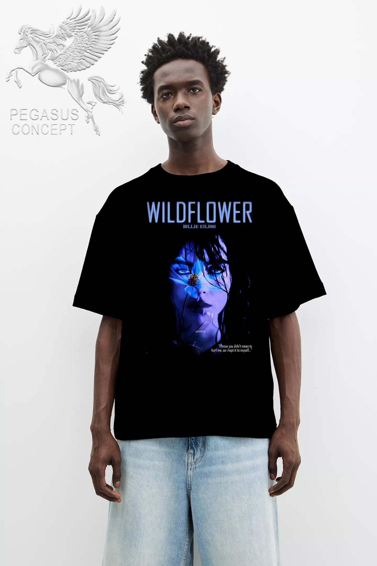 Μπλούζα μακό Premium ποιότητας σε χρώμα μαύρο με τύπωμα Billie Eilish