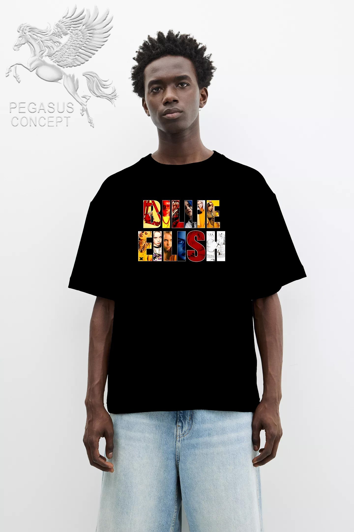 Μπλούζα μακό Premium ποιότητας σε χρώμα μαύρο με τύπωμα Billie Eilish