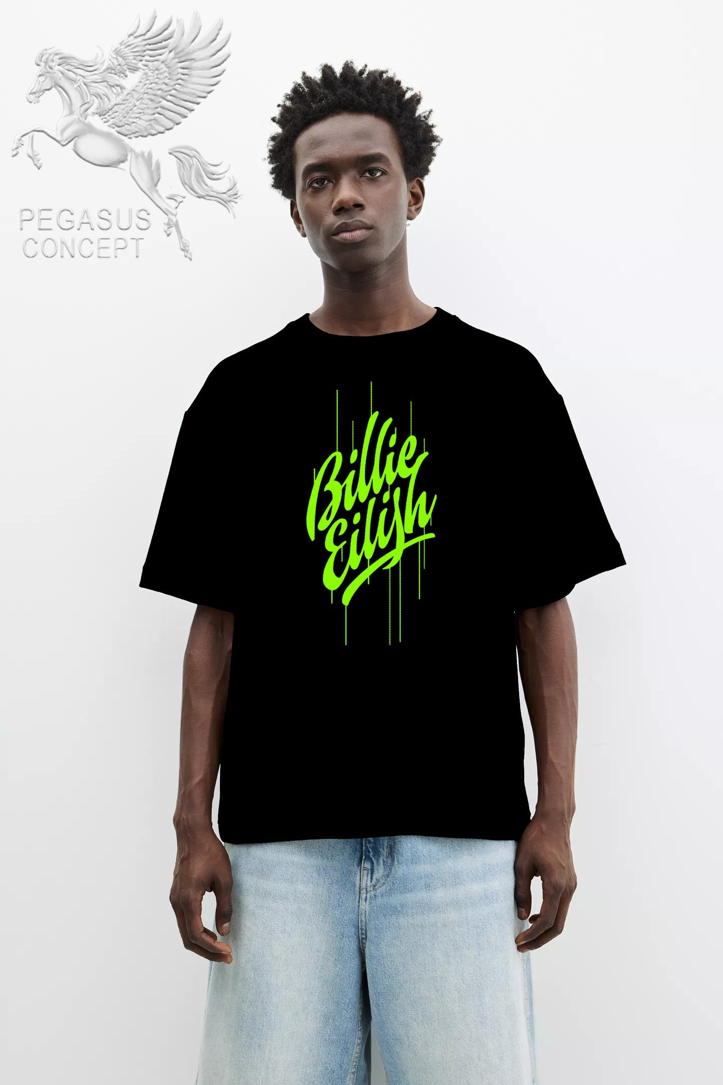 Μπλούζα μακό Premium ποιότητας σε χρώμα μαύρο με τύπωμα Billie Eilish