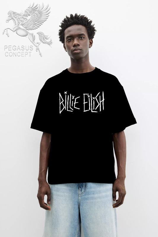 Μπλούζα μακό Premium ποιότητας σε χρώμα μαύρο με τύπωμα Billie Eilish