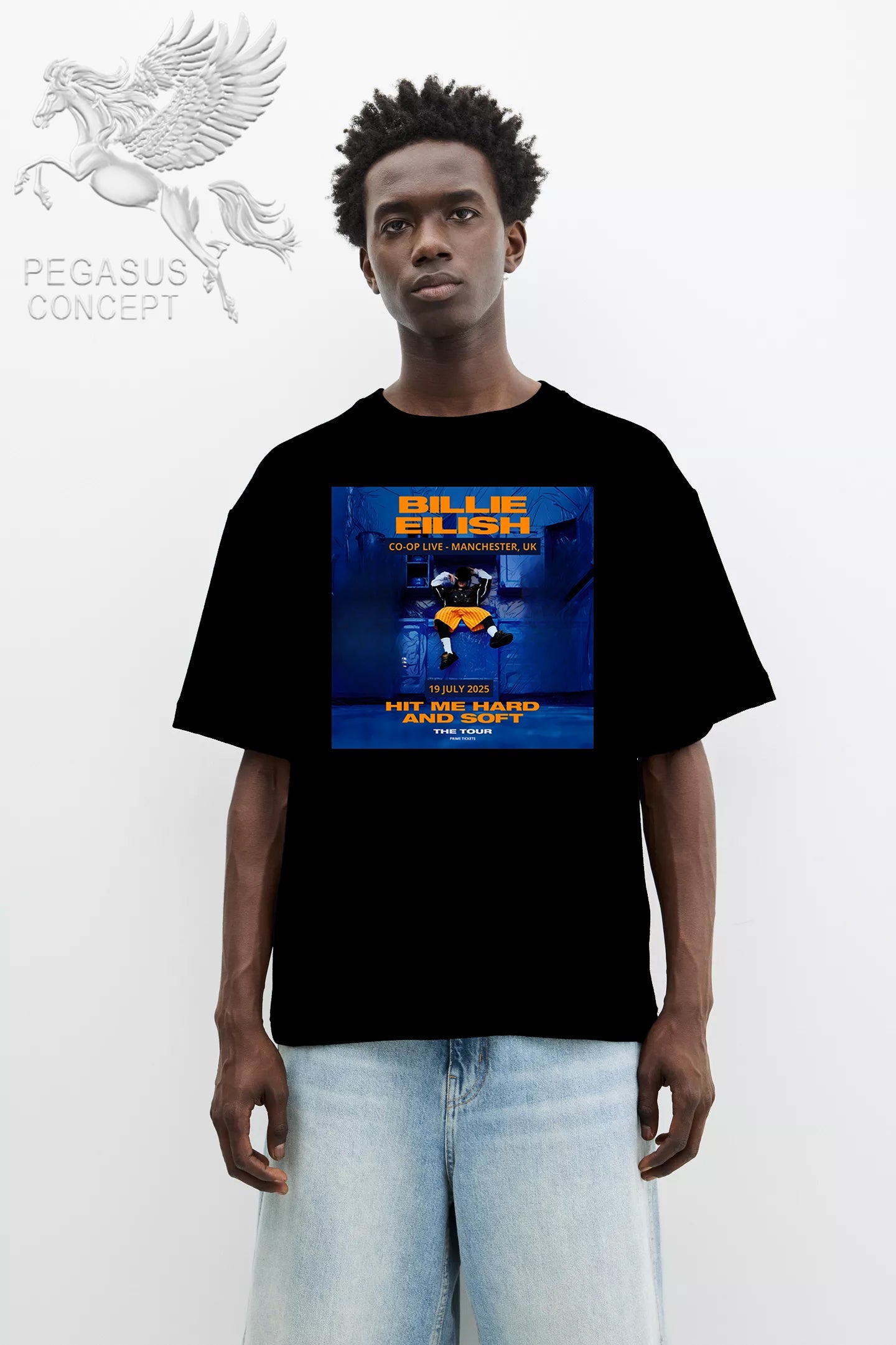 Μπλούζα μακό Premium ποιότητας σε χρώμα μαύρο με τύπωμα Billie Eilish