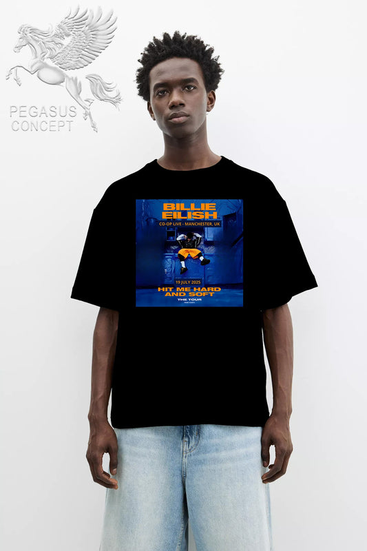 Μπλούζα μακό Premium ποιότητας σε χρώμα μαύρο με τύπωμα Billie Eilish