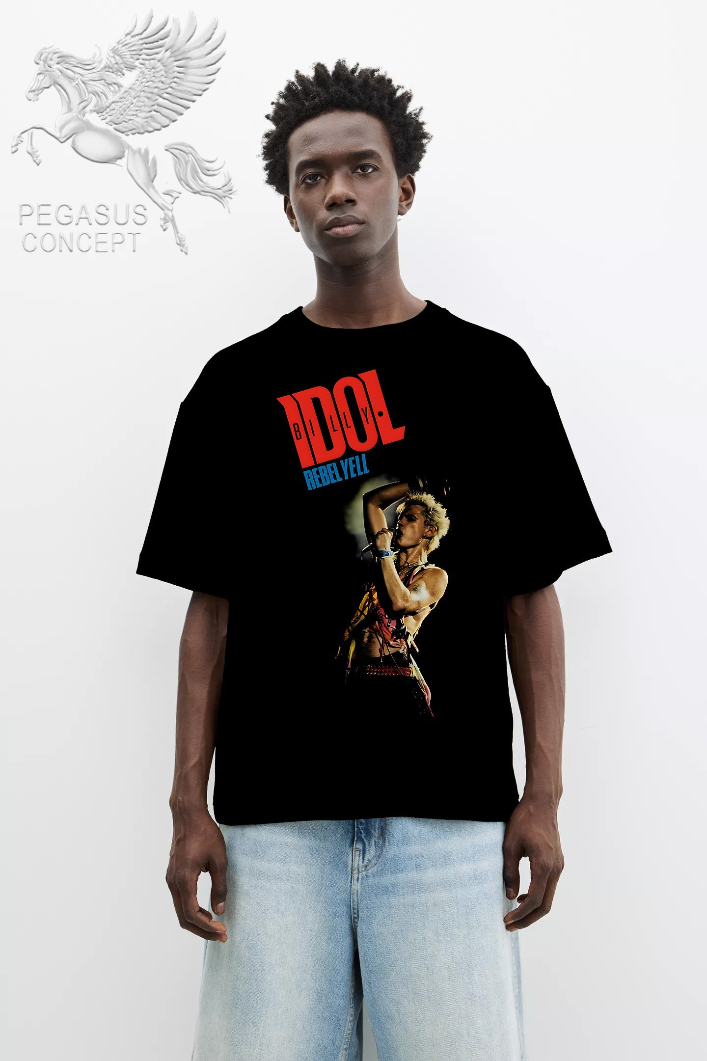 Μπλούζα μακό Premium ποιότητας σε χρώμα μαύρο με τύπωμα Billy Idol