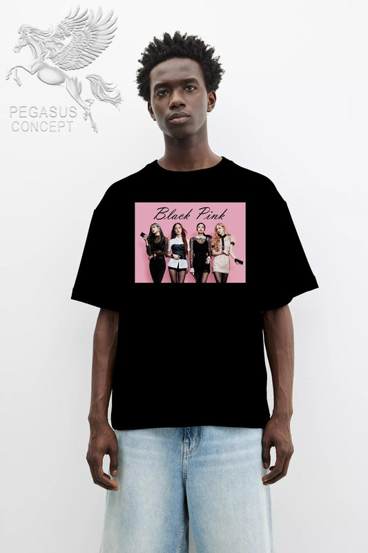 Μπλούζα μακό Premium ποιότητας σε χρώμα μαύρο με τύπωμα Black Pink