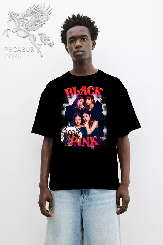 Μπλούζα μακό Premium ποιότητας σε χρώμα μαύρο με τύπωμα Black Pink