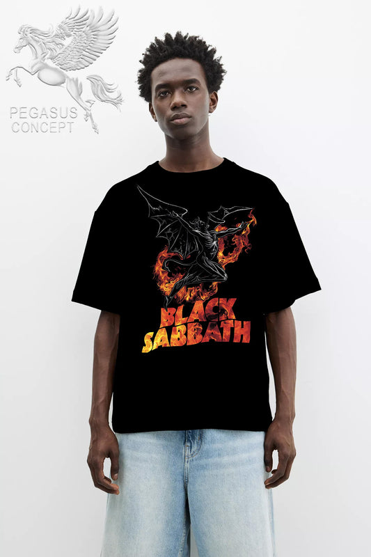 Μπλούζα μακό Premium ποιότητας σε χρώμα μαύρο με τύπωμα Black Sabbath