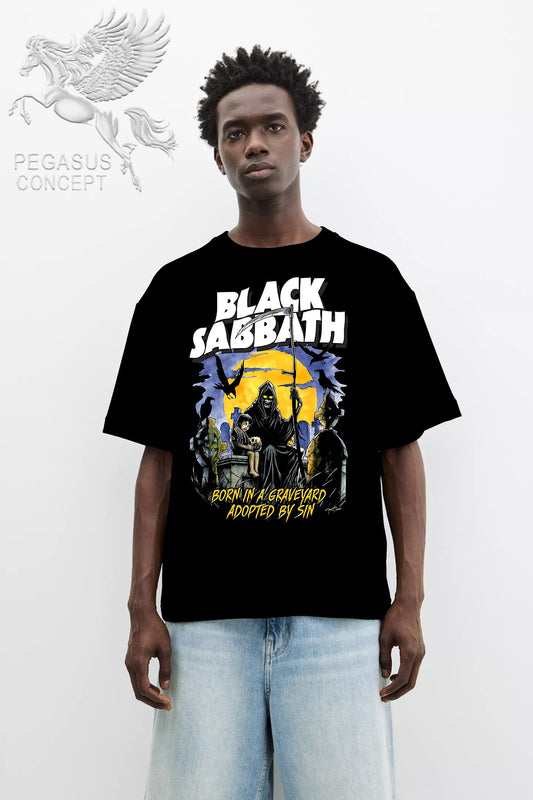 Μπλούζα μακό Premium ποιότητας σε χρώμα μαύρο με τύπωμα Black Sabbath