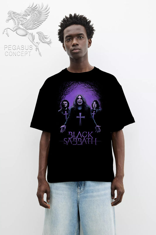 Μπλούζα μακό Premium ποιότητας σε χρώμα μαύρο με τύπωμα Black Sabbath