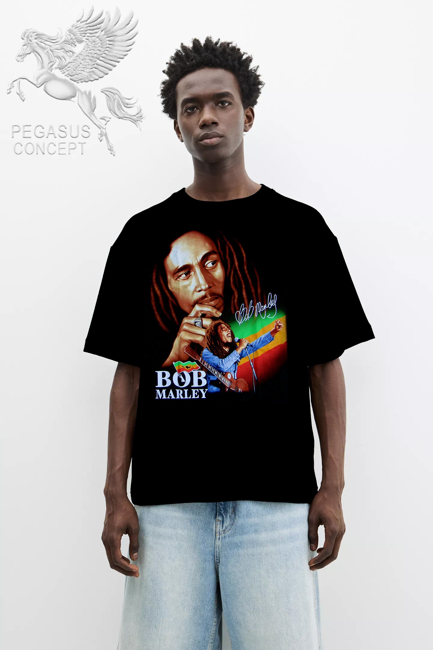 Μπλούζα μακό Premium ποιότητας σε χρώμα μαύρο με τύπωμα Bob Marley