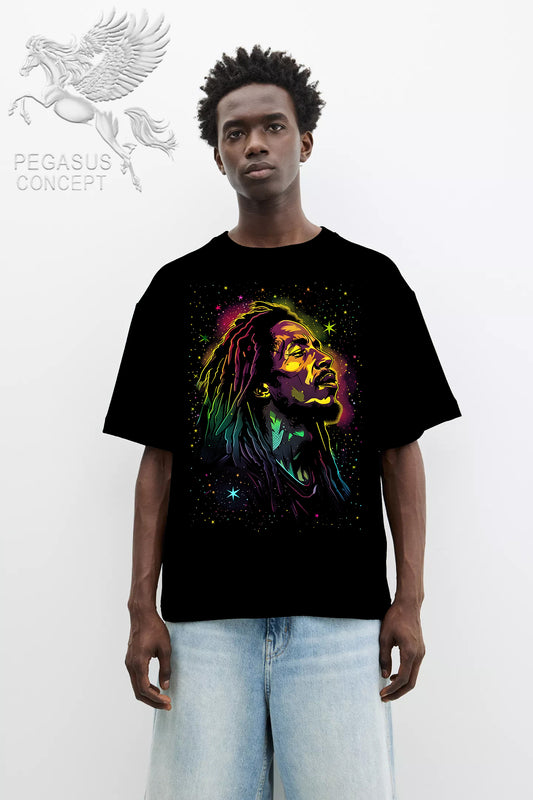 Μπλούζα μακό Premium ποιότητας σε χρώμα μαύρο με τύπωμα Bob Marley