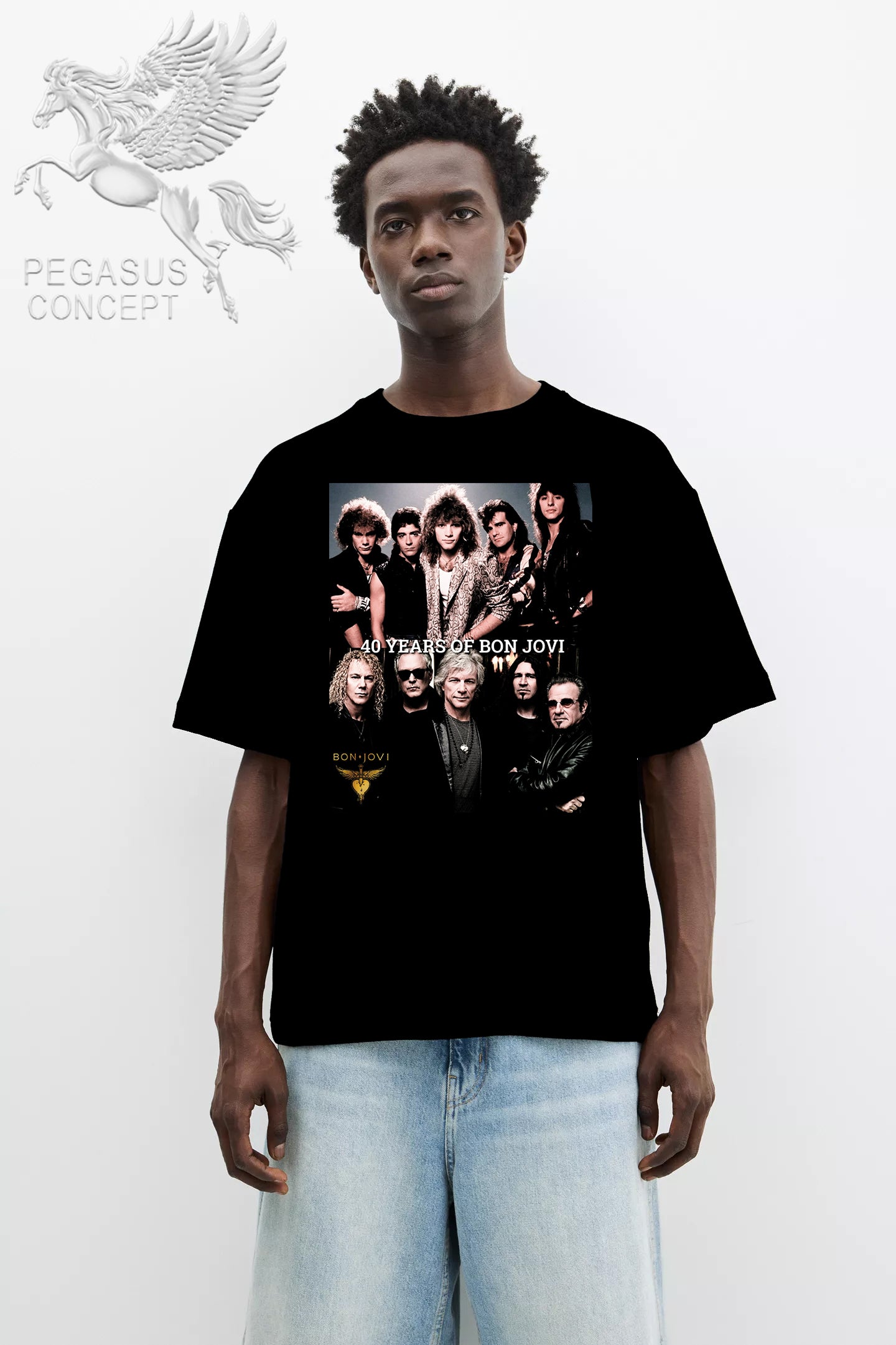 Μπλούζα μακό Premium ποιότητας σε χρώμα μαύρο με τύπωμα Bon Jovi