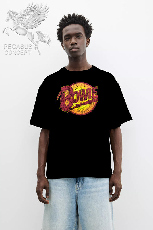 Μπλούζα μακό Premium ποιότητας σε χρώμα μαύρο με τύπωμα David Bowie