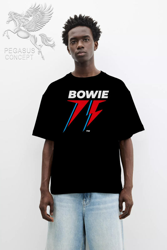 Μπλούζα μακό Premium ποιότητας σε χρώμα μαύρο με τύπωμα David Bowie