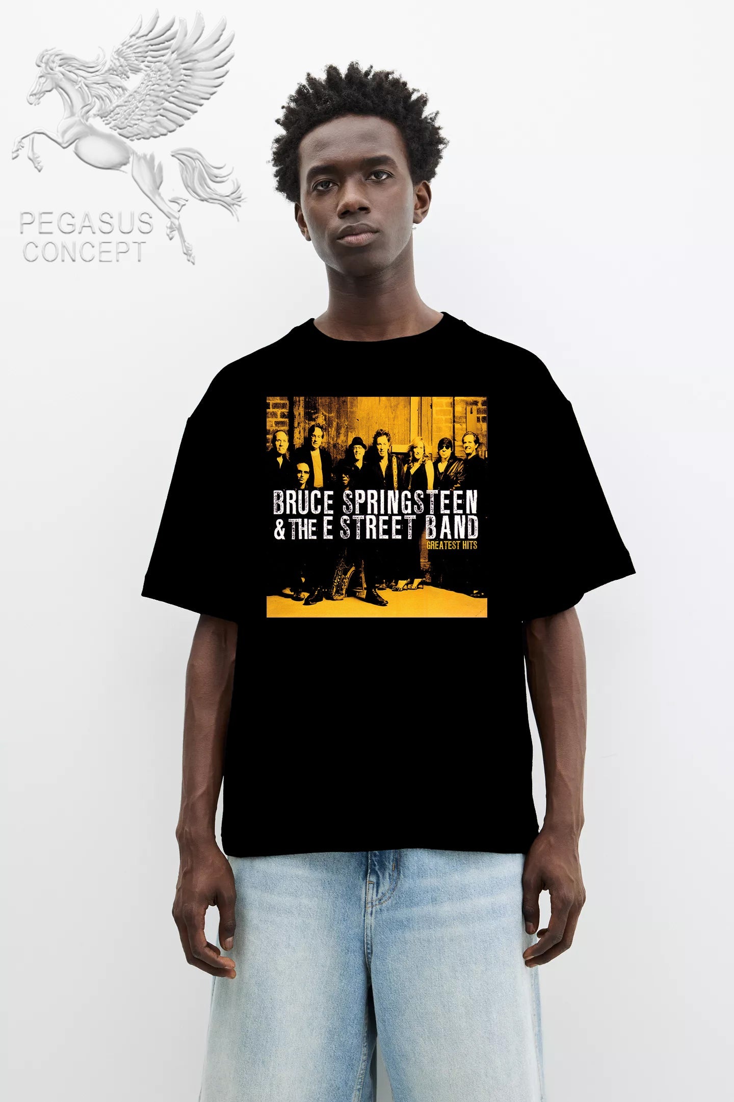 Μπλούζα μακό Premium ποιότητας σε χρώμα μαύρο με τύπωμα Brush Springsteen