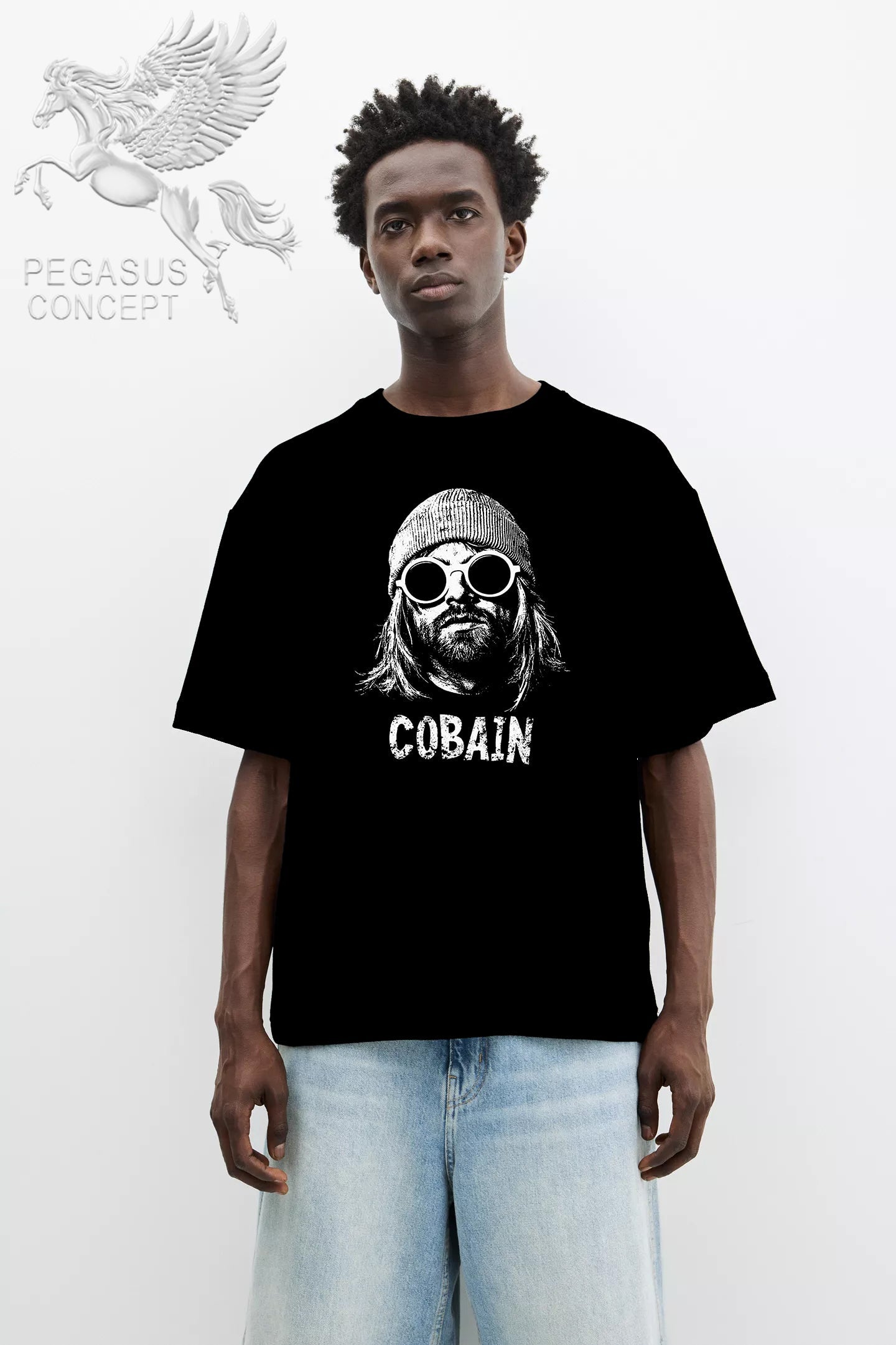Μπλούζα μακό Premium ποιότητας σε χρώμα μαύρο με τύπωμα Cobain - Nirvana
