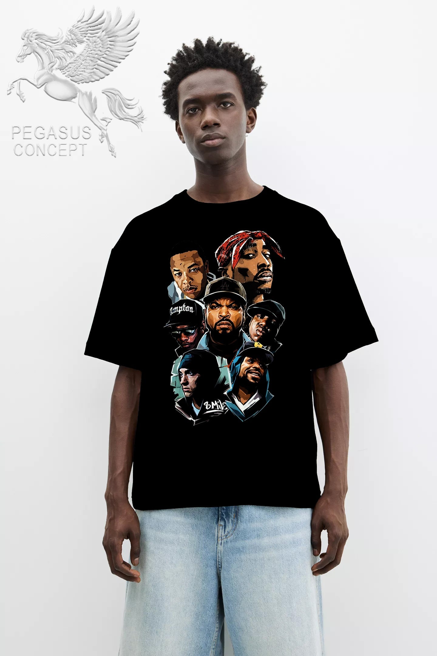 Μπλούζα μακό Premium ποιότητας σε χρώμα μαύρο με τύπωμα Compton All Star