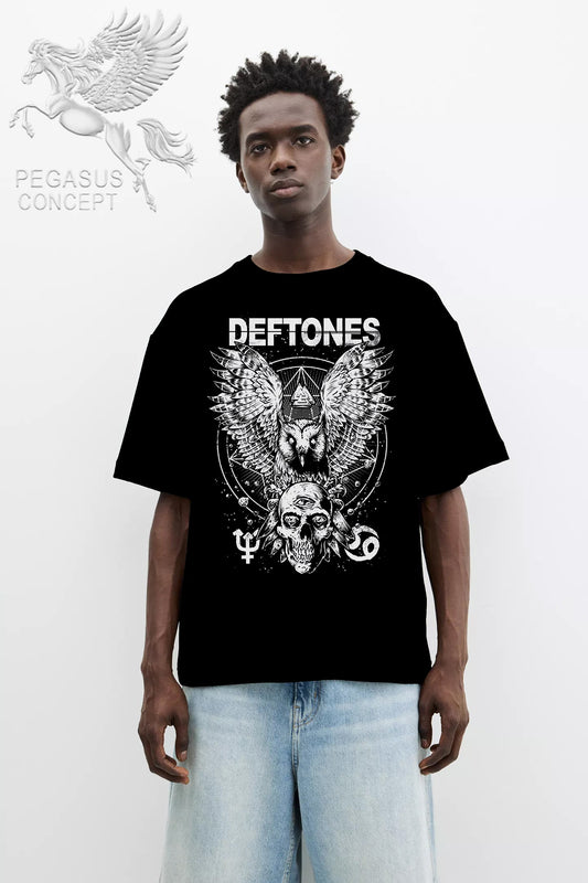Μπλούζα μακό Premium ποιότητας σε χρώμα μαύρο με τύπωμα Deftones