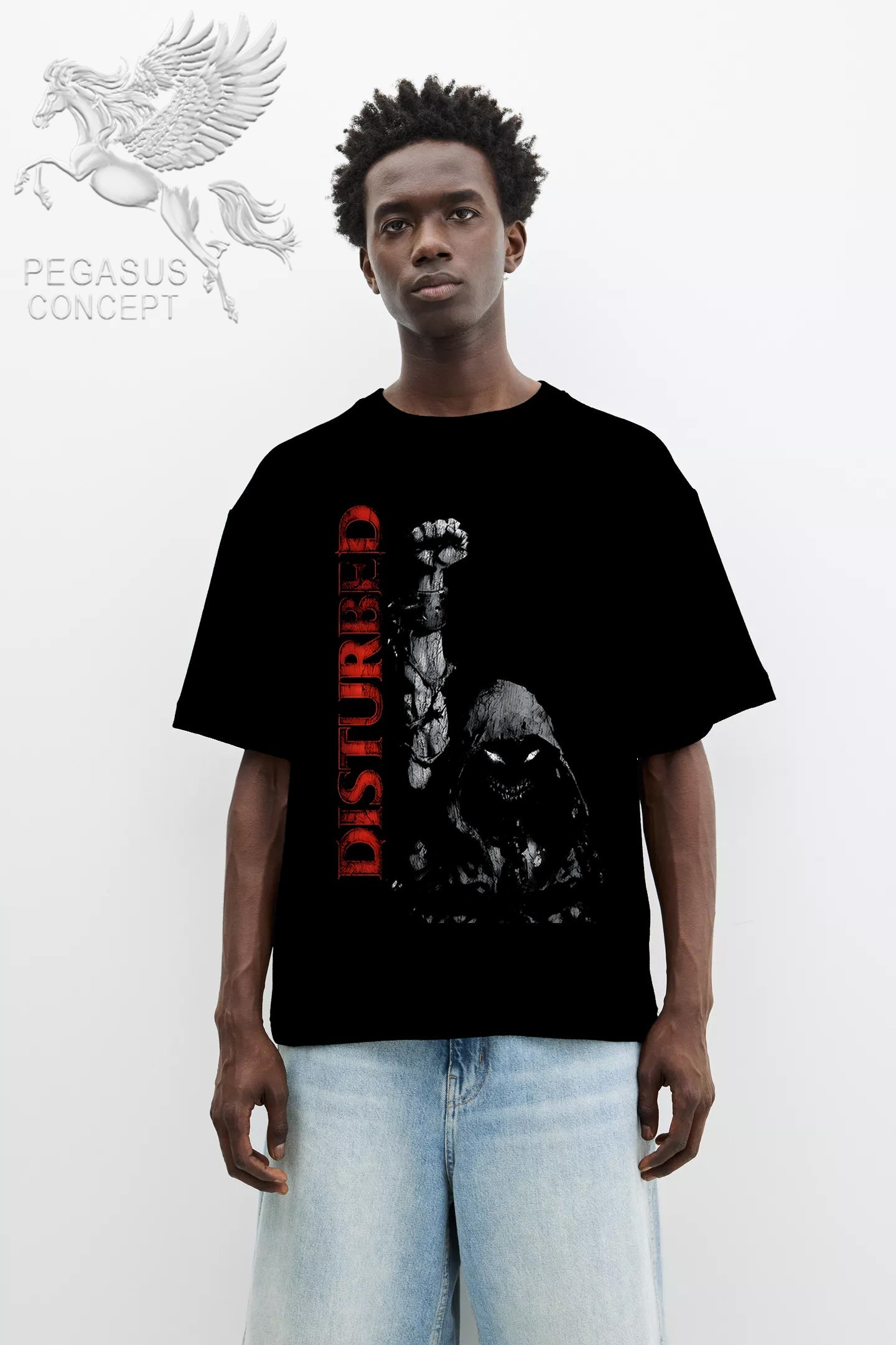 Μπλούζα μακό Premium ποιότητας σε χρώμα μαύρο με τύπωμα Disturbed