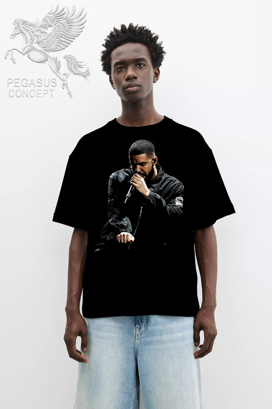 Μπλούζα μακό Premium ποιότητας σε χρώμα μαύρο με τύπωμα Drake