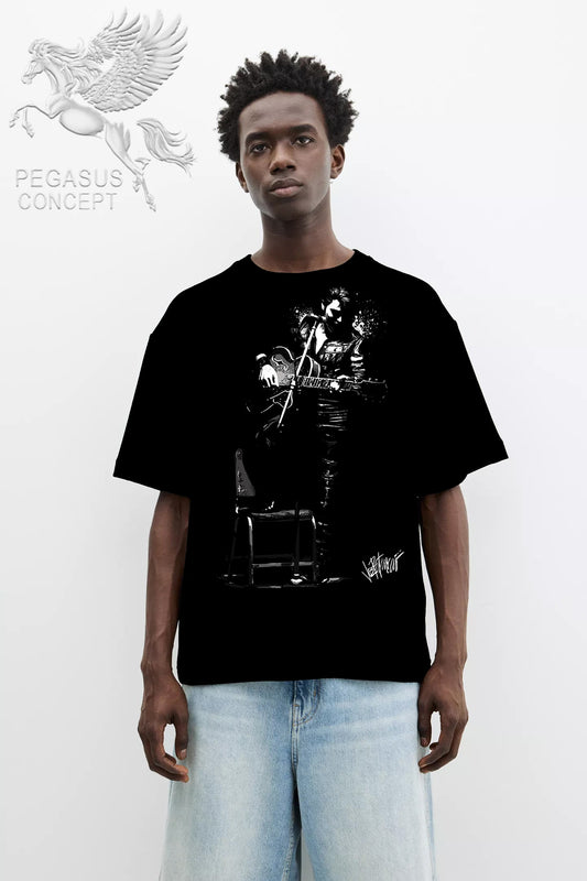 Μπλούζα μακό Premium ποιότητας σε χρώμα μαύρο με τύπωμα Elvis