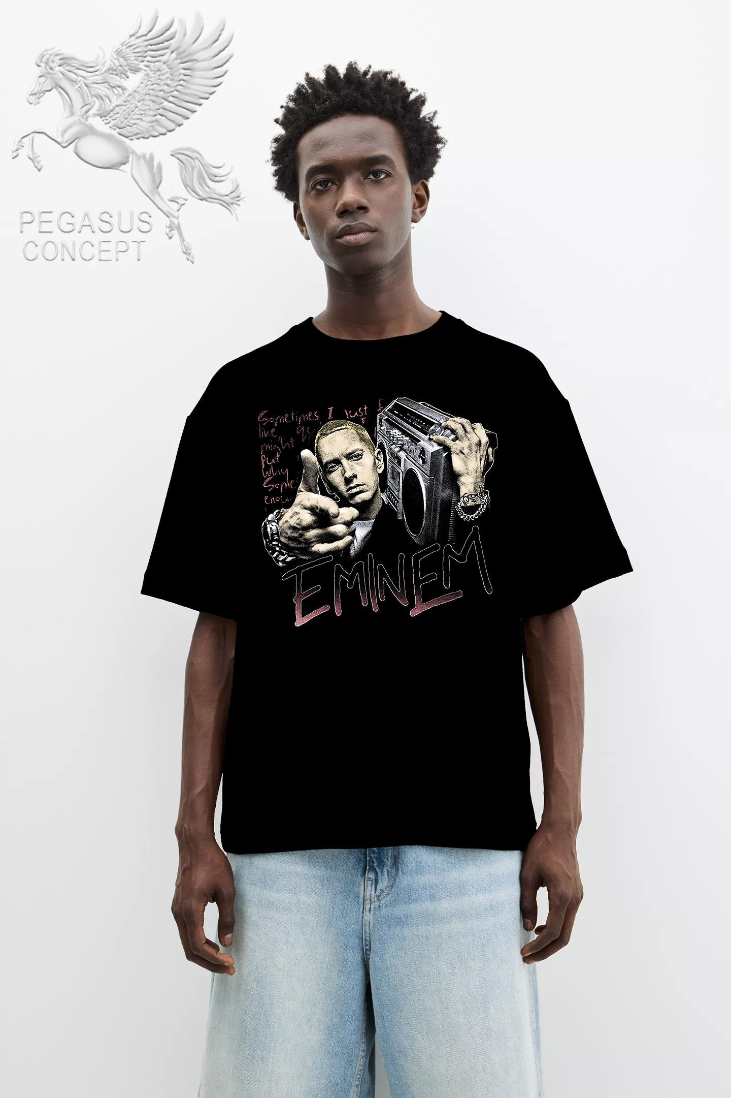 Μπλούζα μακό Premium ποιότητας σε χρώμα μαύρο με τύπωμα Eminem