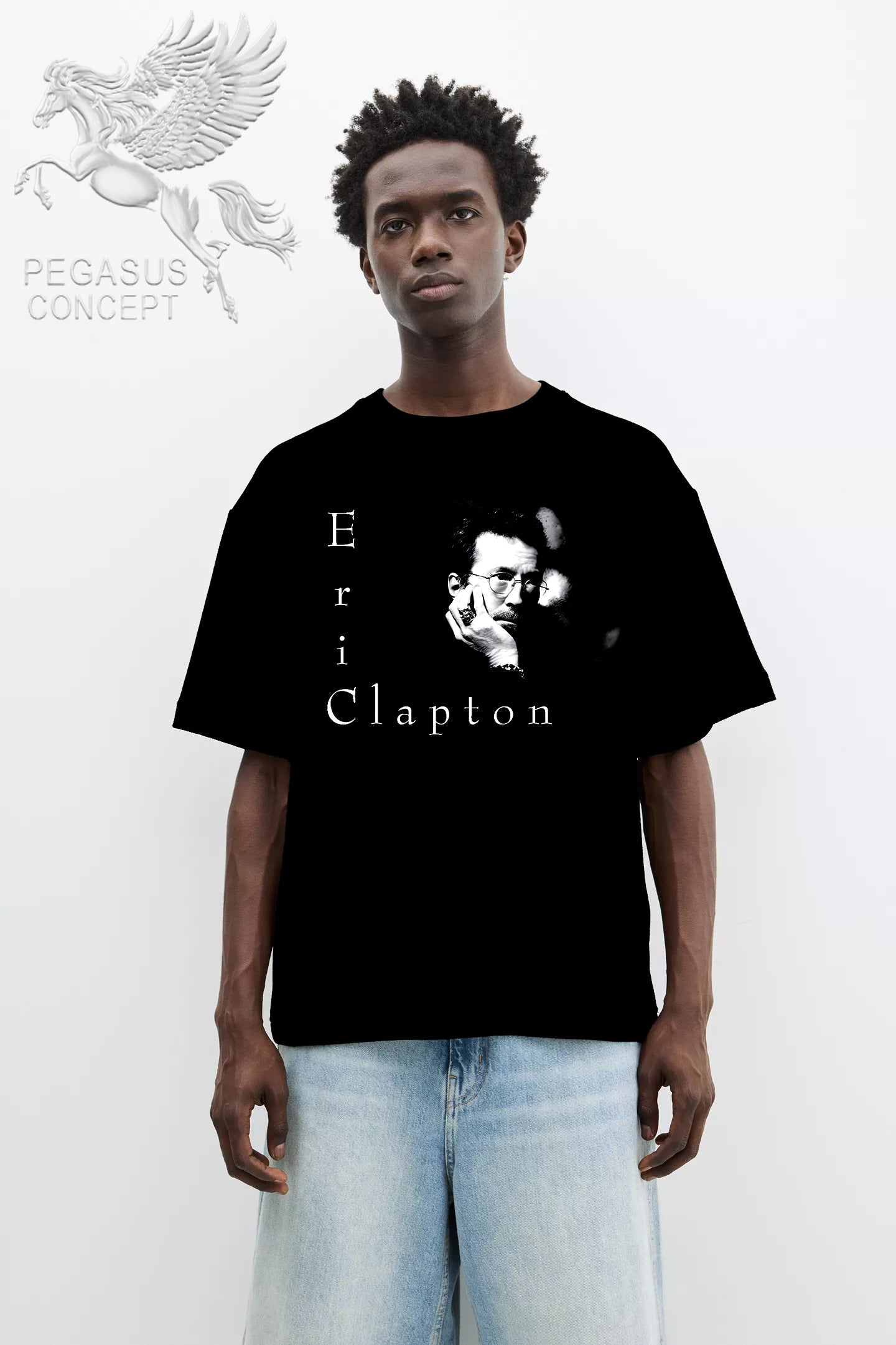 Μπλούζα μακό Premium ποιότητας σε χρώμα μαύρο με τύπωμα Eric Clapton