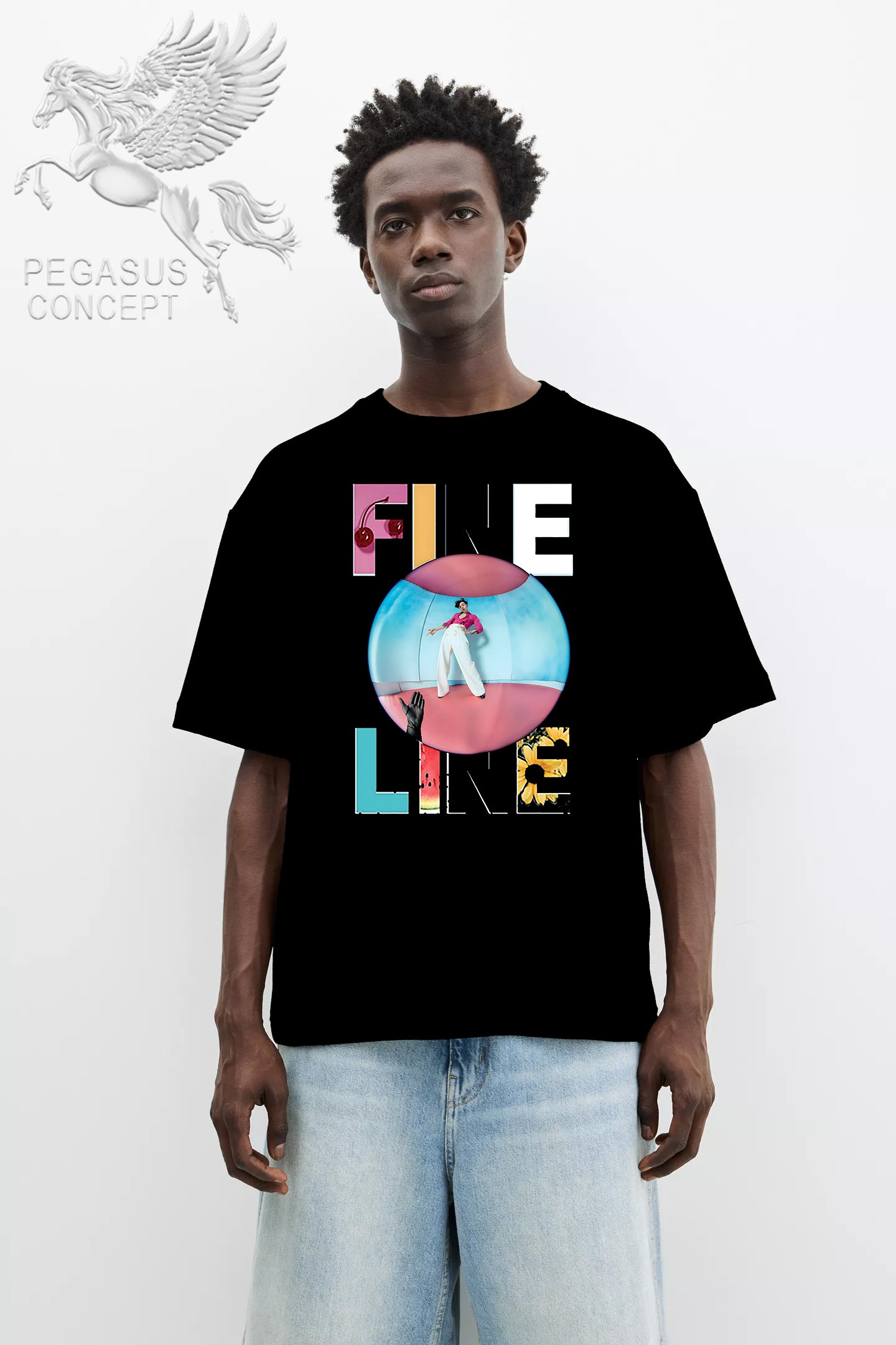 Μπλούζα μακό Premium ποιότητας σε χρώμα μαύρο με τύπωμα Harry Styles