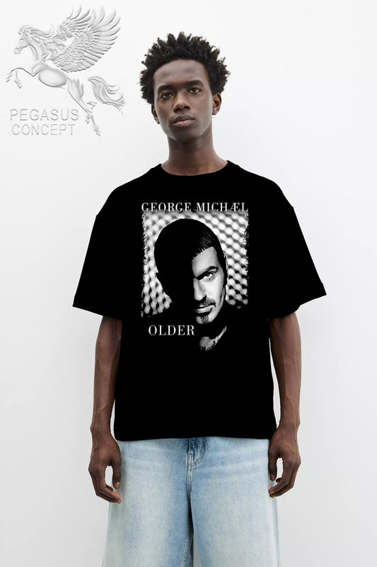 Μπλούζα μακό Premium ποιότητας σε χρώμα μαύρο με τύπωμα George Michael