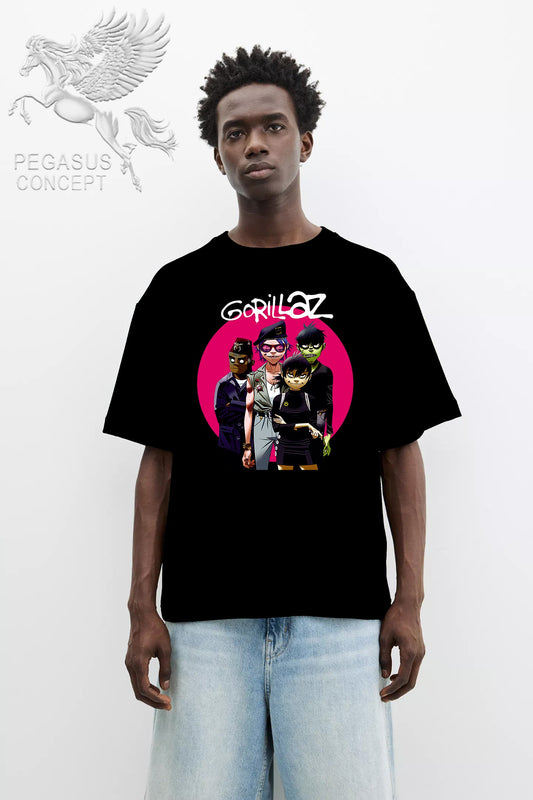 Μπλούζα μακό Premium ποιότητας σε χρώμα μαύρο με τύπωμα Gorillaz